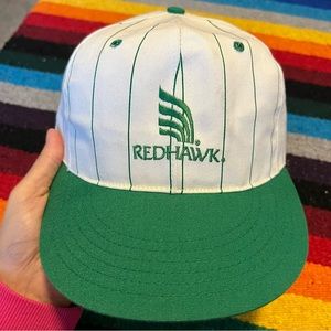 Vintage Texace Pinstriped RedHawk FlexFit Hat Size Small/Medium - Made in USA